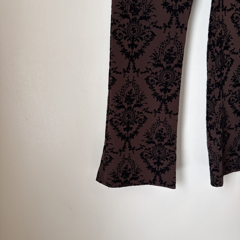 Vintage Star City Dress Pants Brown Velvet Burnout Flare Size 5 USA Grunge Goth - Picture 3 of 11